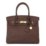 Hermès Havane Clemence Leather Birkin 30cm