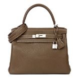 Hermès Etoupe Togo Leather Kelly 28cm Retourn