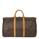 Louis Vuitton Brown Monogram Coated Canvas & Vachetta Leather Vintage Keepall 50