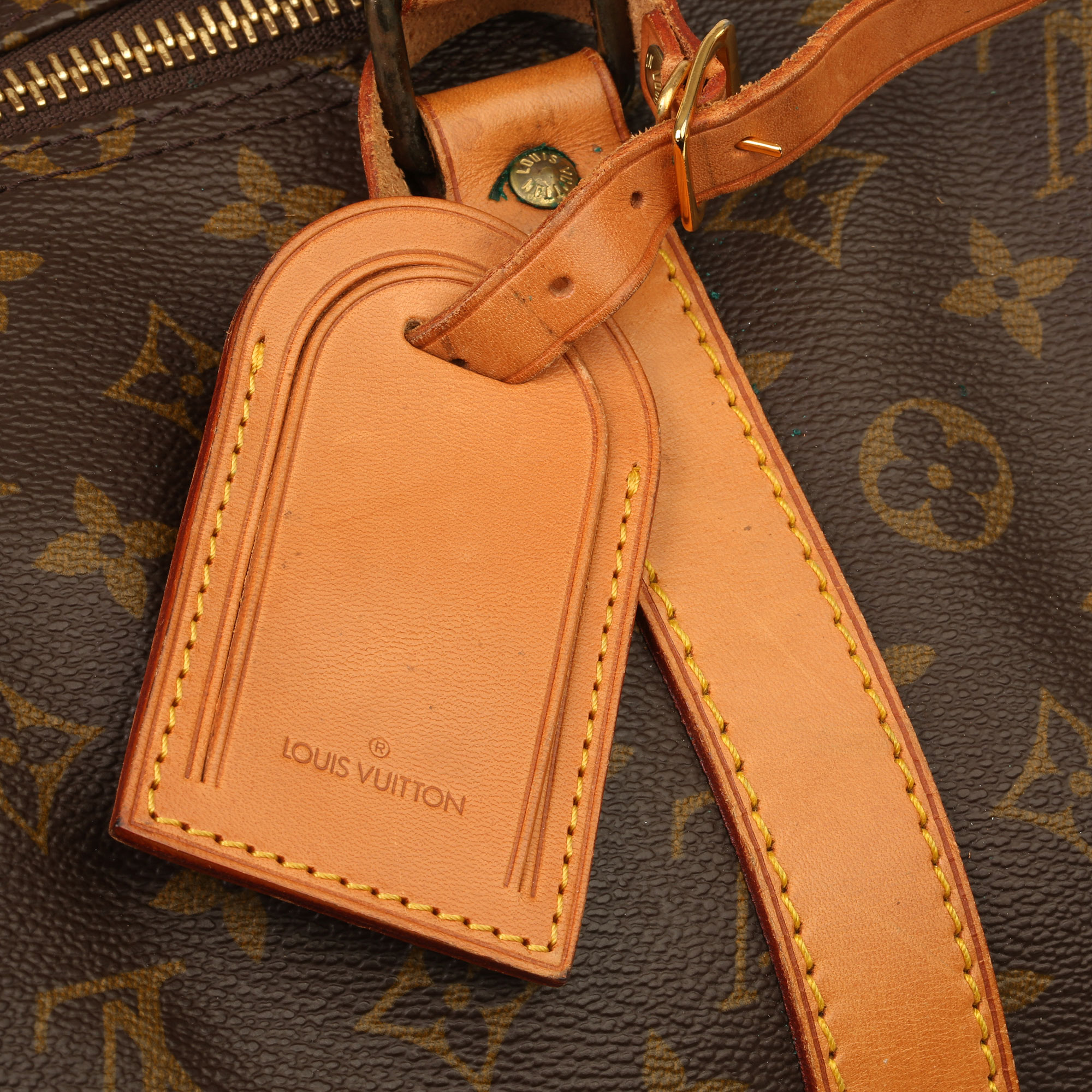 Louis Vuitton Brown Monogram Coated Canvas & Vachetta Leather Vintage Keepall 55 - Image 10 of 14