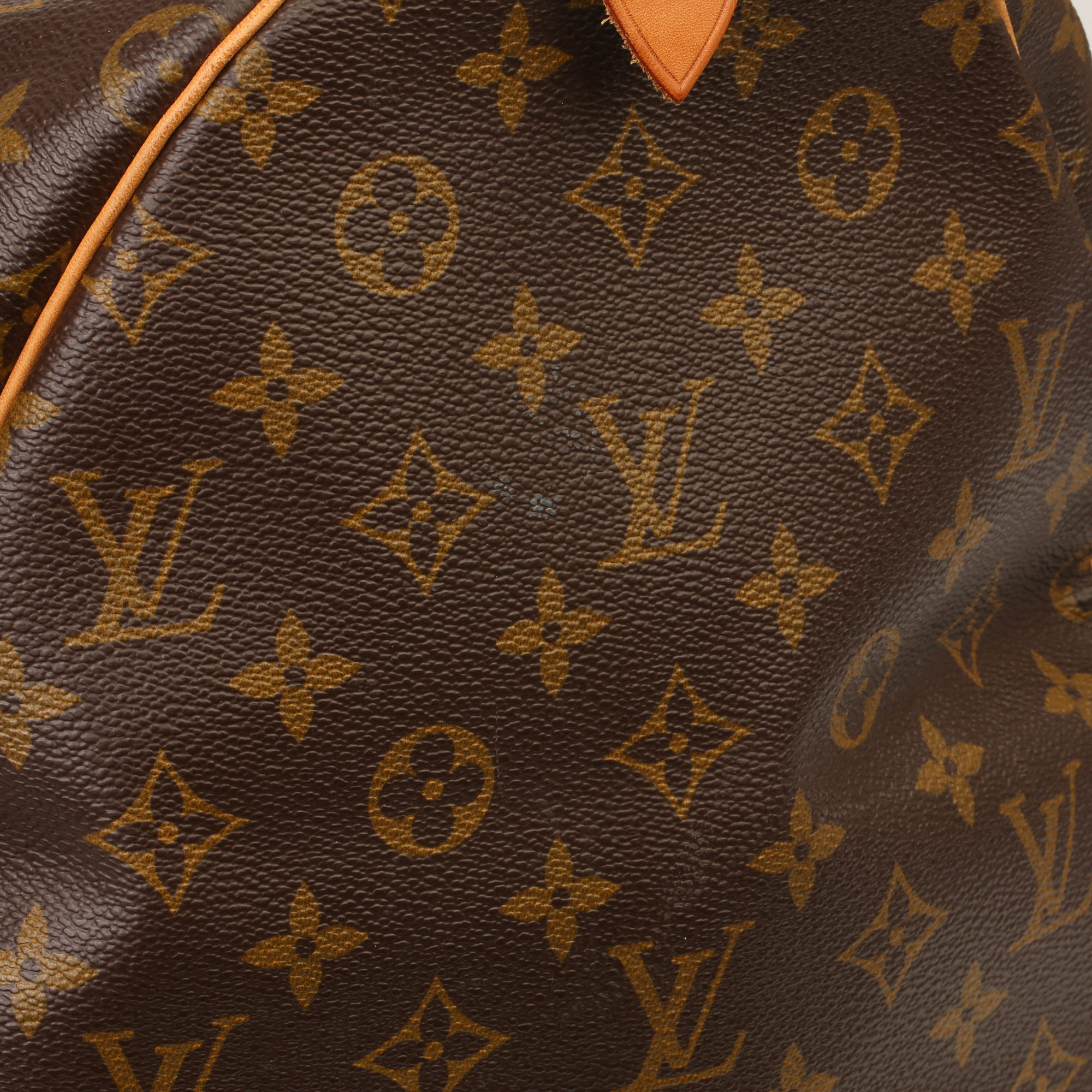 Louis Vuitton Brown Monogram Coated Canvas & Vachetta Leather Vintage Keepall 55 - Image 4 of 14