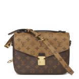 Louis Vuitton Brown Monogram Coated Canvas & Black Calfskin Leather Reverso Pochette Metis