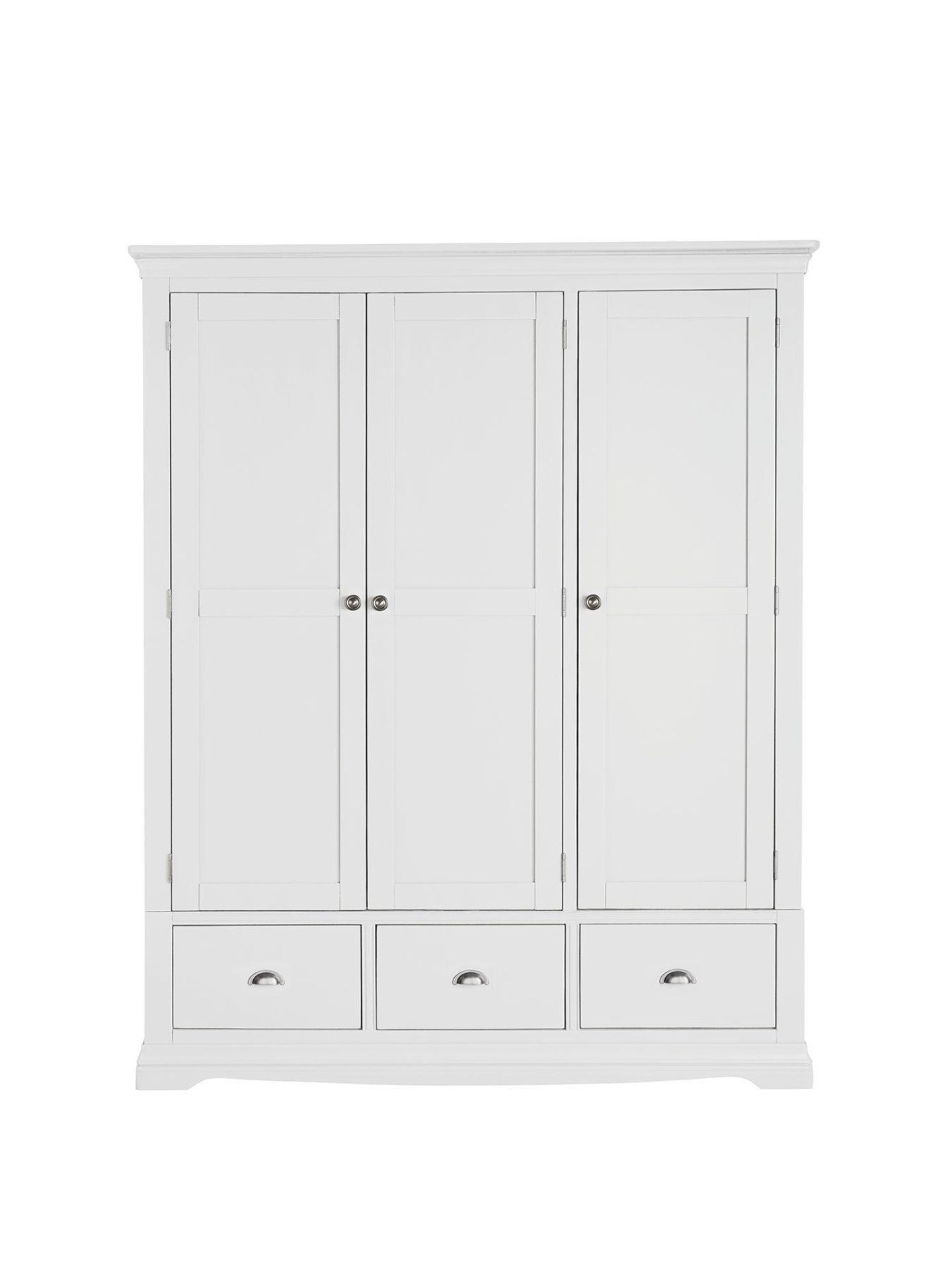 boxed item dorset 3 doors 3 drawers wardrobe [white] 190x153x58cm rrp: £1198.0