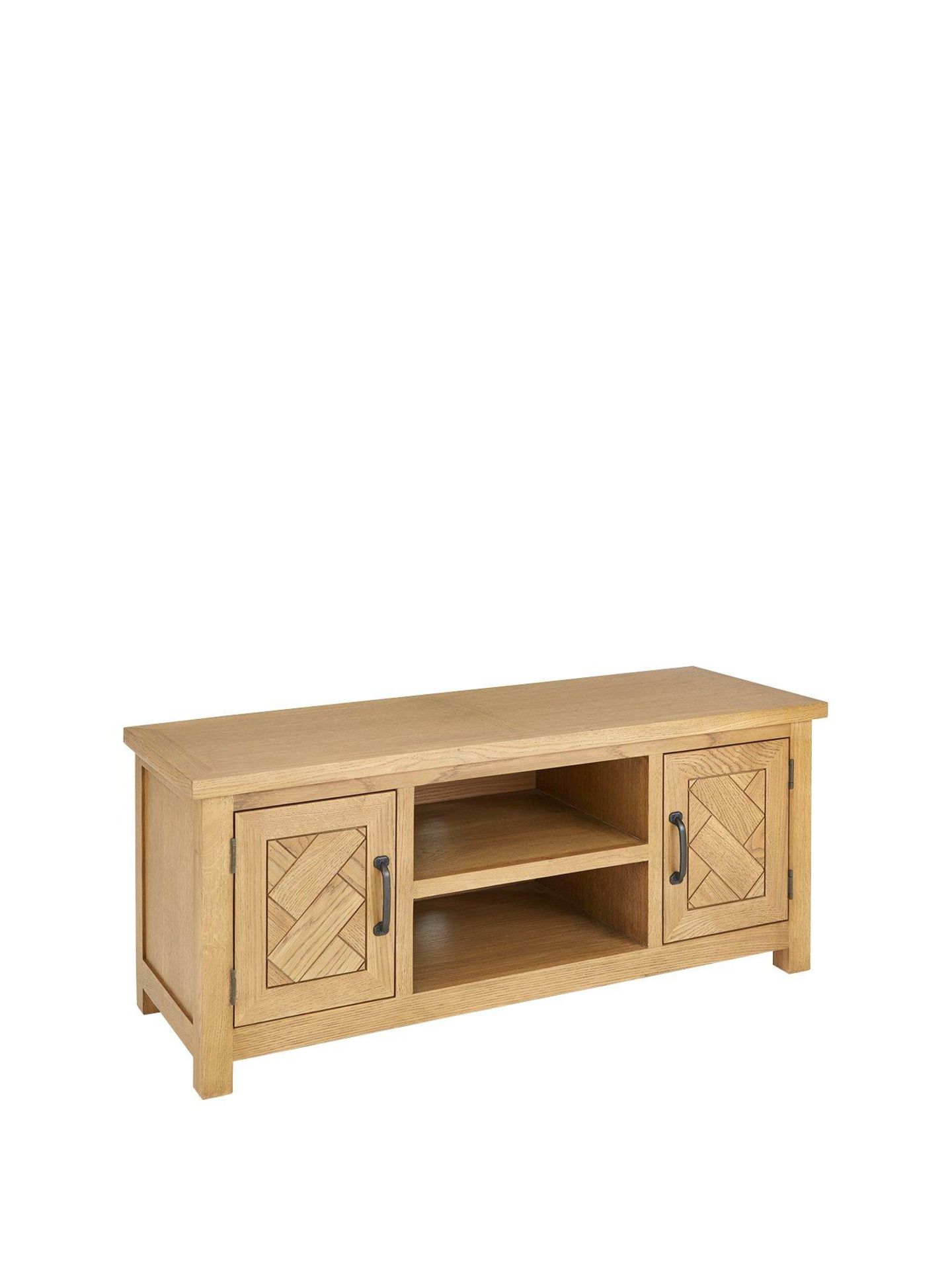 boxed item ideal home parquet 2 doors tv unit [oak] 50x120x43cm rrp: £406.0