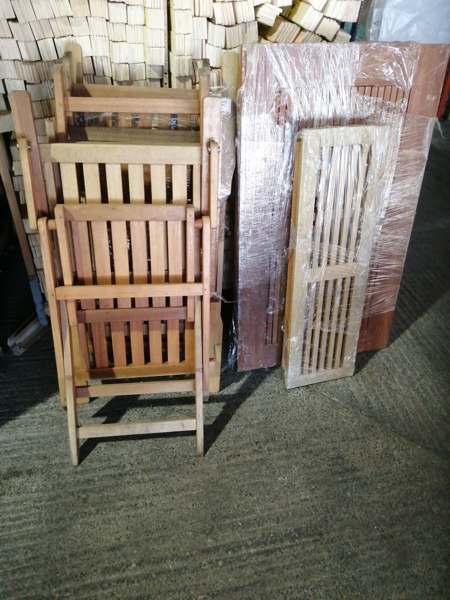 wooden garden set with 4 chairs and a bench