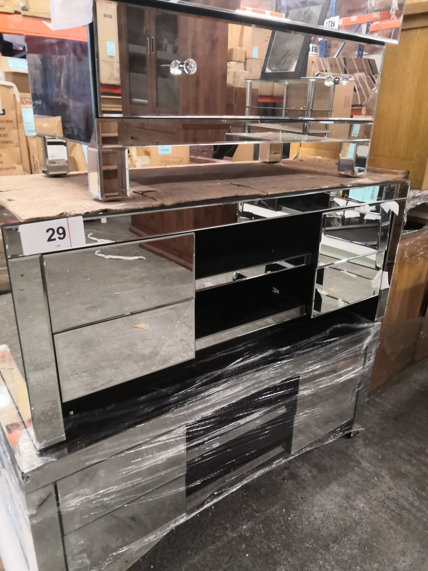 mirrored tv unit