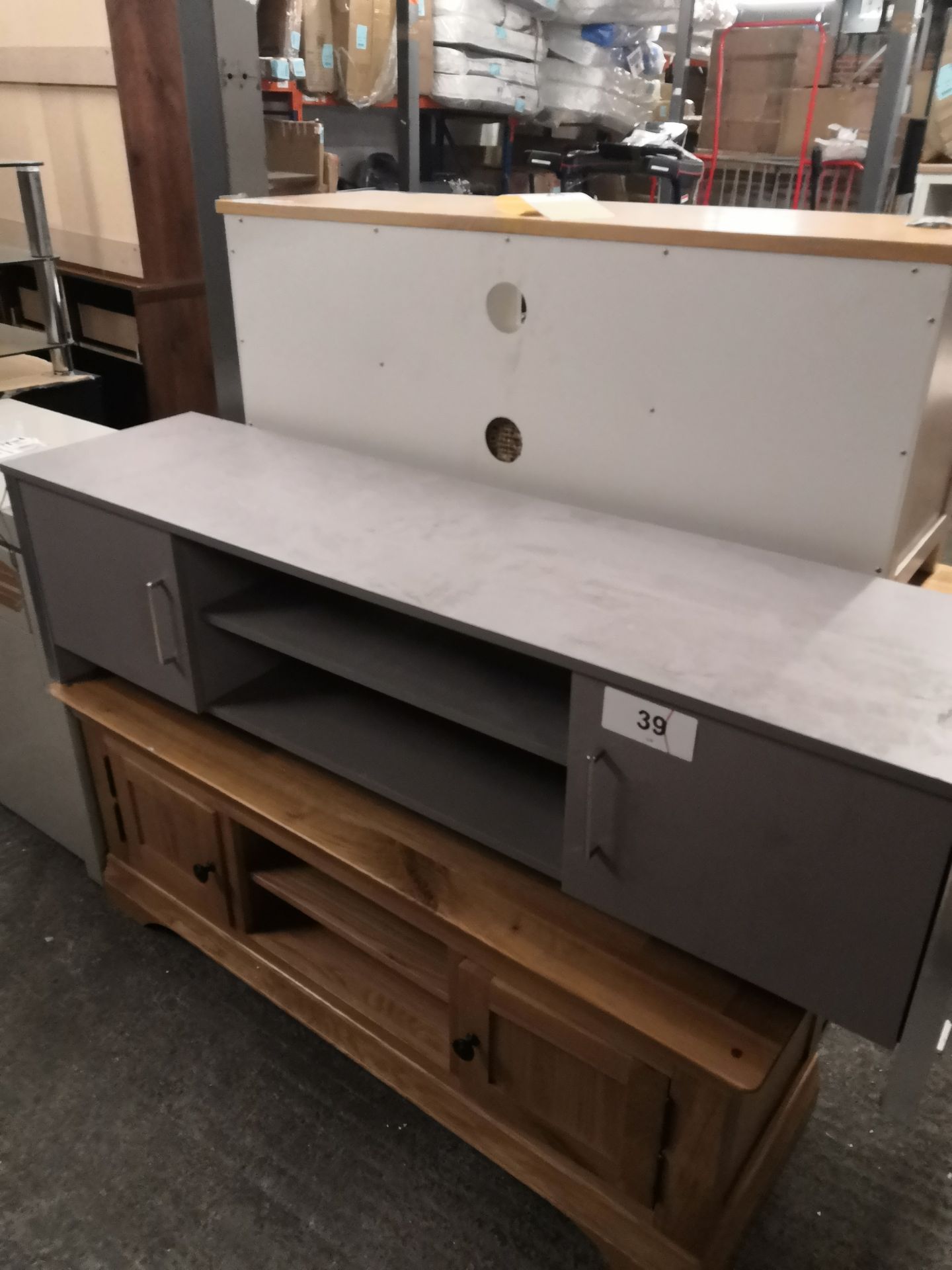 wide tv unit grey