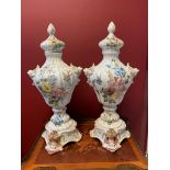Pair Of Majolica Vases From The 19th Century Bassano Italy