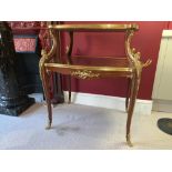 Tea Table by F Linke 19th-Century, French Gilt Bronze, Louise XV Style, Ormolu Mounted Parquetry Two