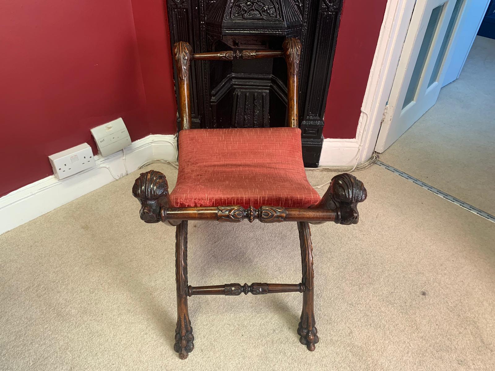 Curule Mahogany Chair, Empire Style, 19th-Century - Image 3 of 6