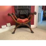 Curule Mahogany Chair, Empire Style, 19th-Century