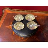 Silver Caviar Plate With Four Silver Spoons