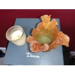 Daum Crystal Roses Votive Candleholder Rose Amber