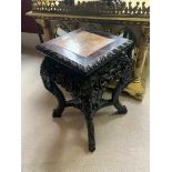 Chinese rosewood and marble pedestal table