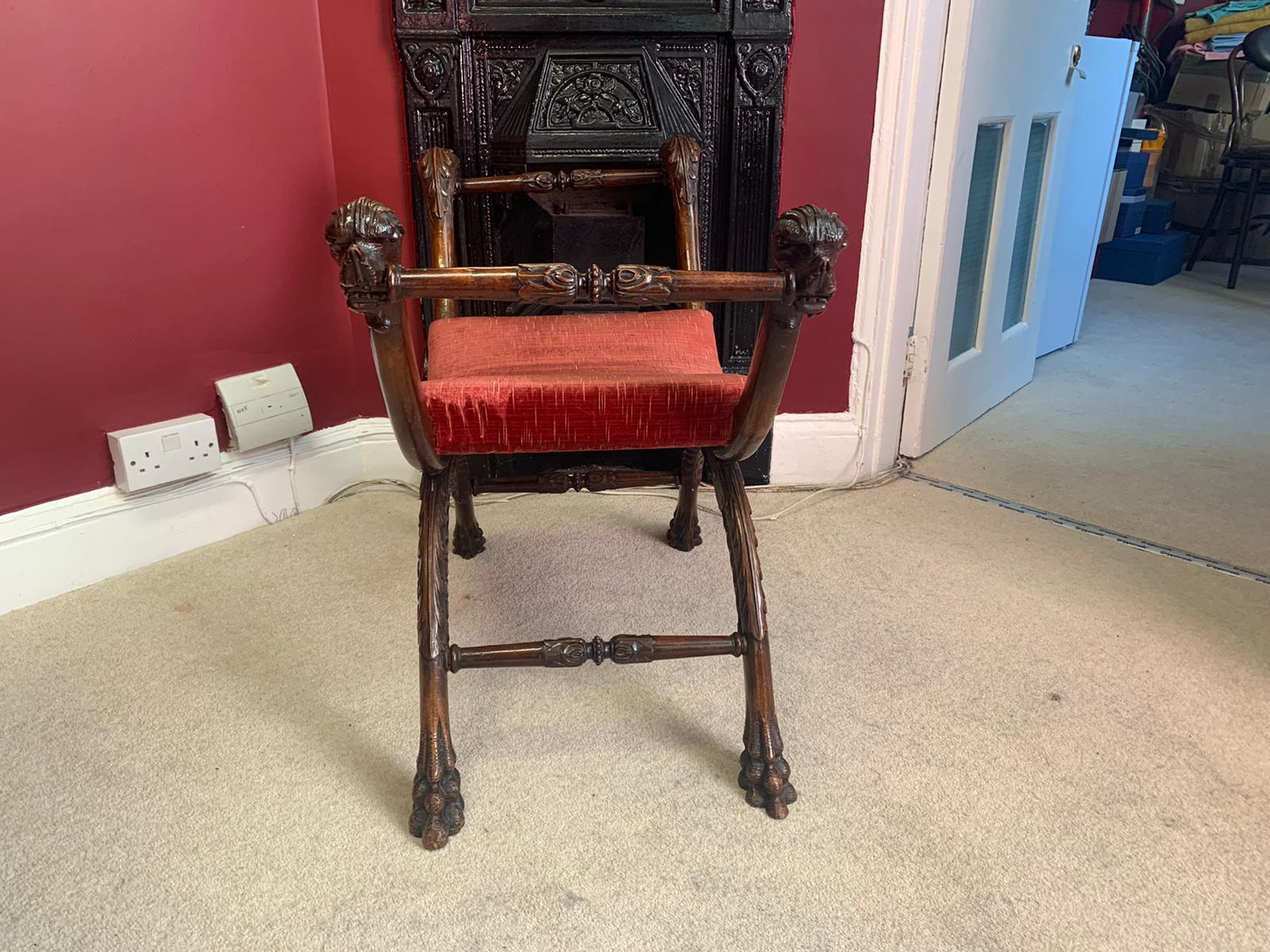 Curule Mahogany Chair, Empire Style, 19th-Century - Image 2 of 6