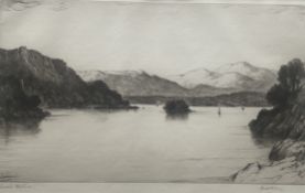 John Fullwoood FRSA RBA FSA, British 1854-1931 signed etching “Loch Katrine”