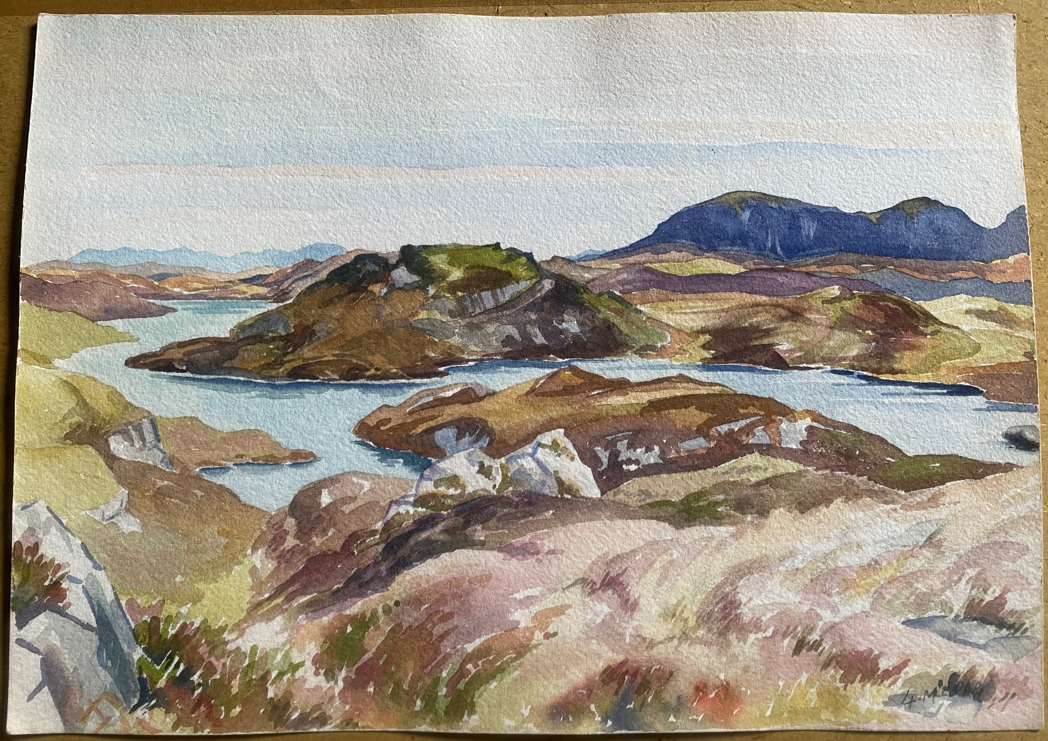 Watercolour signed G. M. Craig, (Gertrude Mary) Quinaig - Image 3 of 4