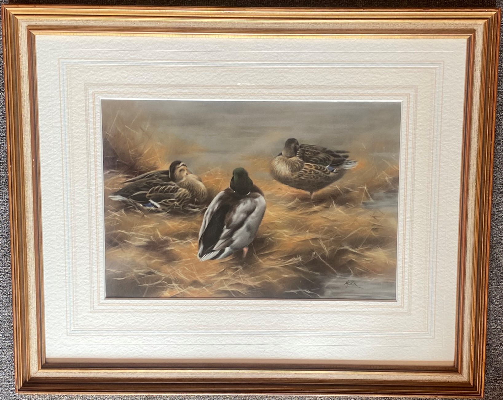 Original signed Pastel by John Naylor depicting mallard Ducks - Image 2 of 5
