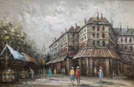 Parisian street scene signed Barnard Original oil painting