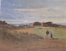 Port Marnock 18th Golfing print signed A/P by Scottish artist Peter Munro