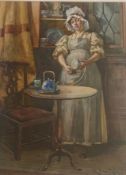 Original Signed Watercolour. Robert Paton Reid (1859 - 1945) - The Kitchen Maid