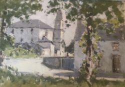 Unsigned oil painting depicting village street