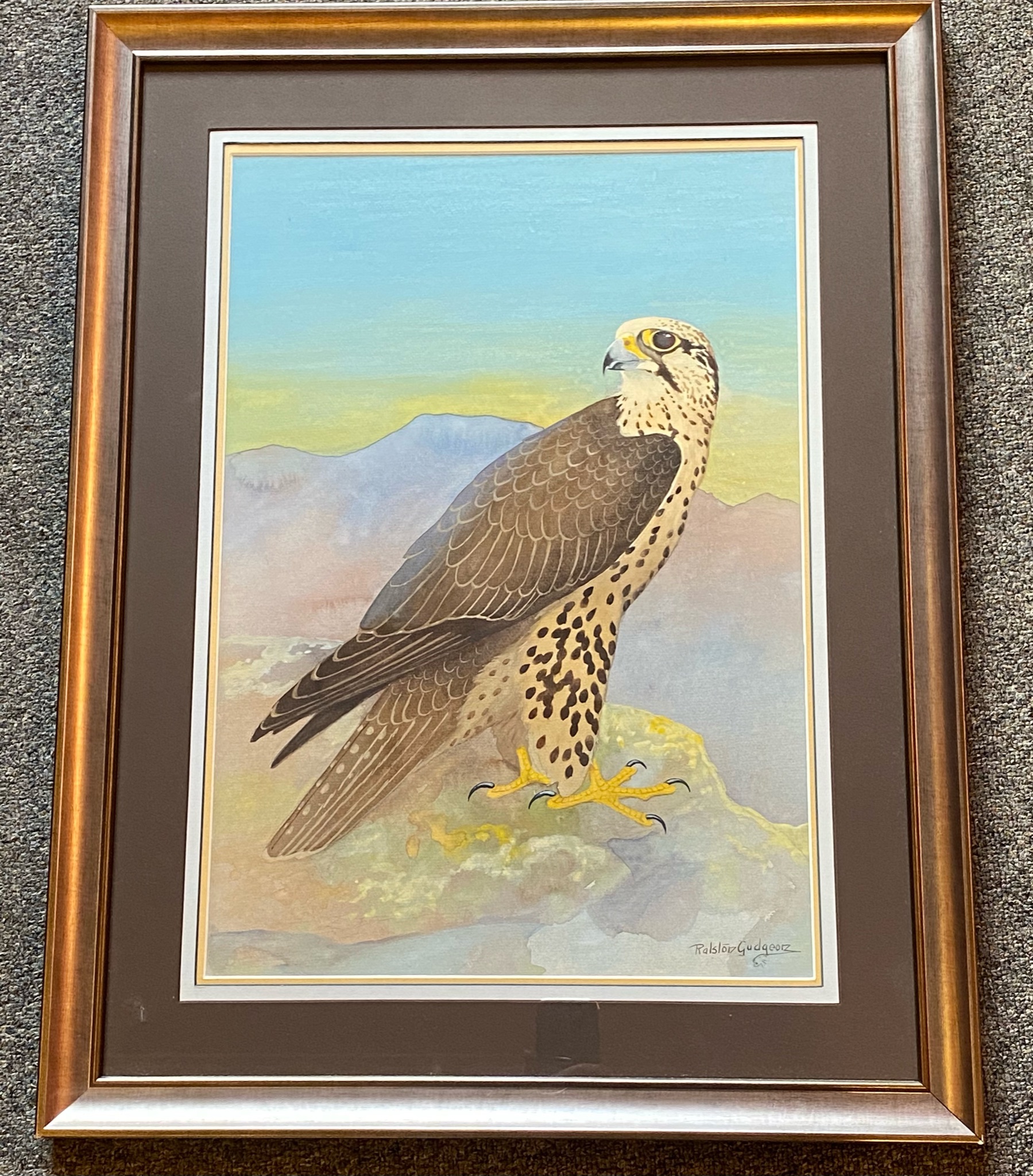 Ralston Gudgeon, RSW (1910 – 1984) Scottish artist, original signed watercolour "Kestrel" - Image 2 of 3