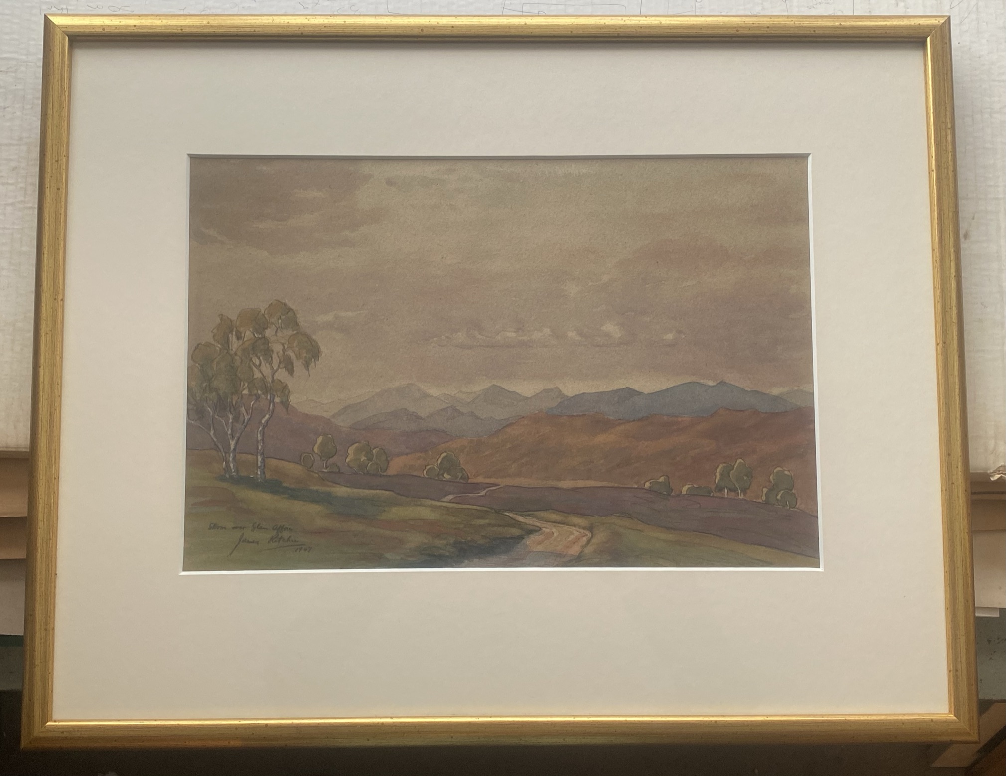 John Ritchie (Scottish) signed watercolour “Storm over the Glen” - Image 2 of 3