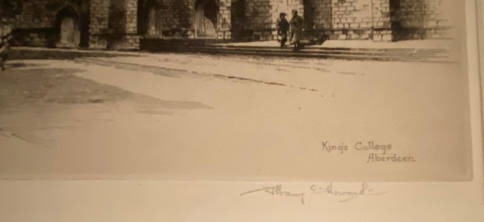 Albany E Howarth pencil signed and titled etching Kings college Aberdeen - Image 3 of 4