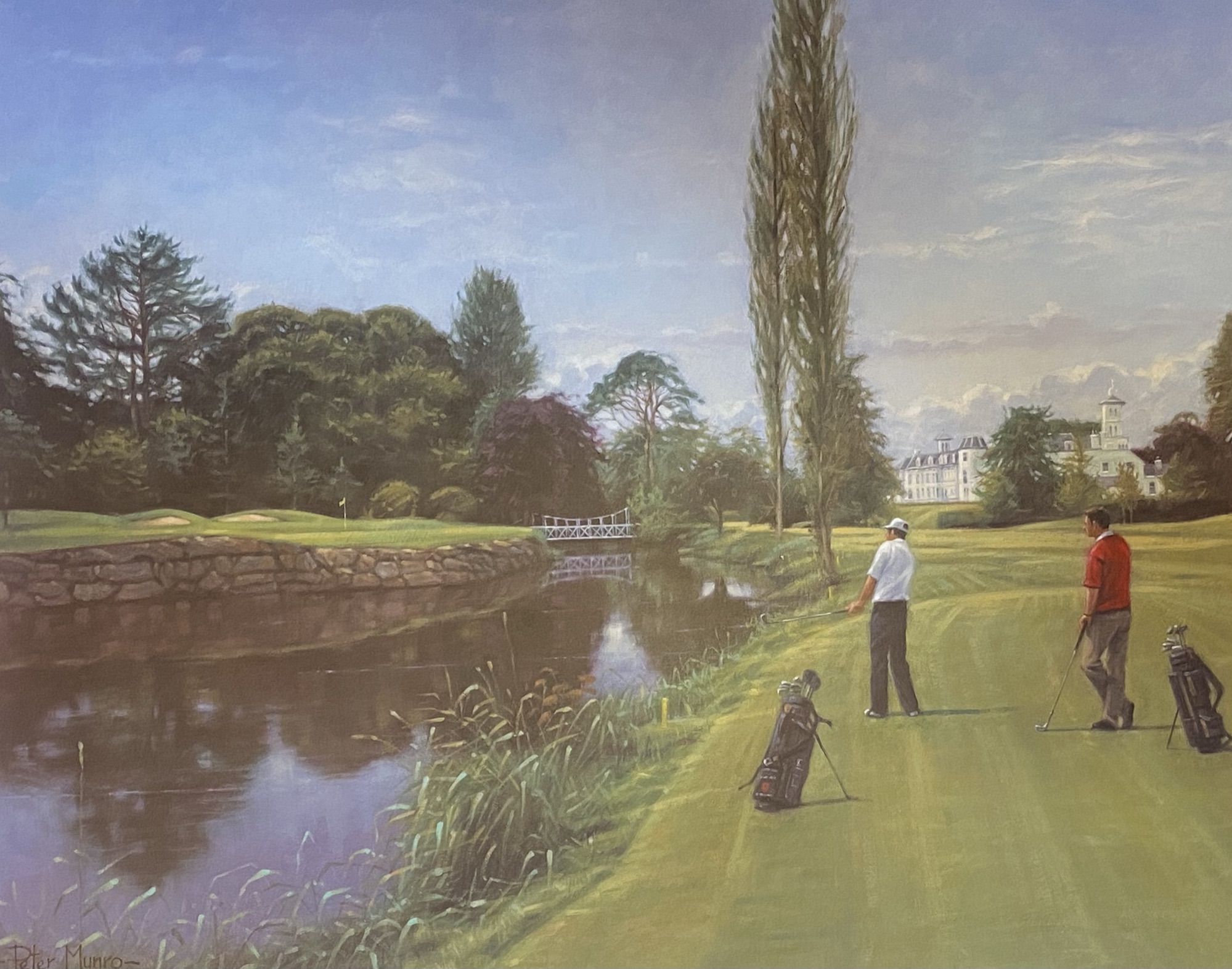 K Club 7th golfing print signed A/P by Scottish artist Peter Munro