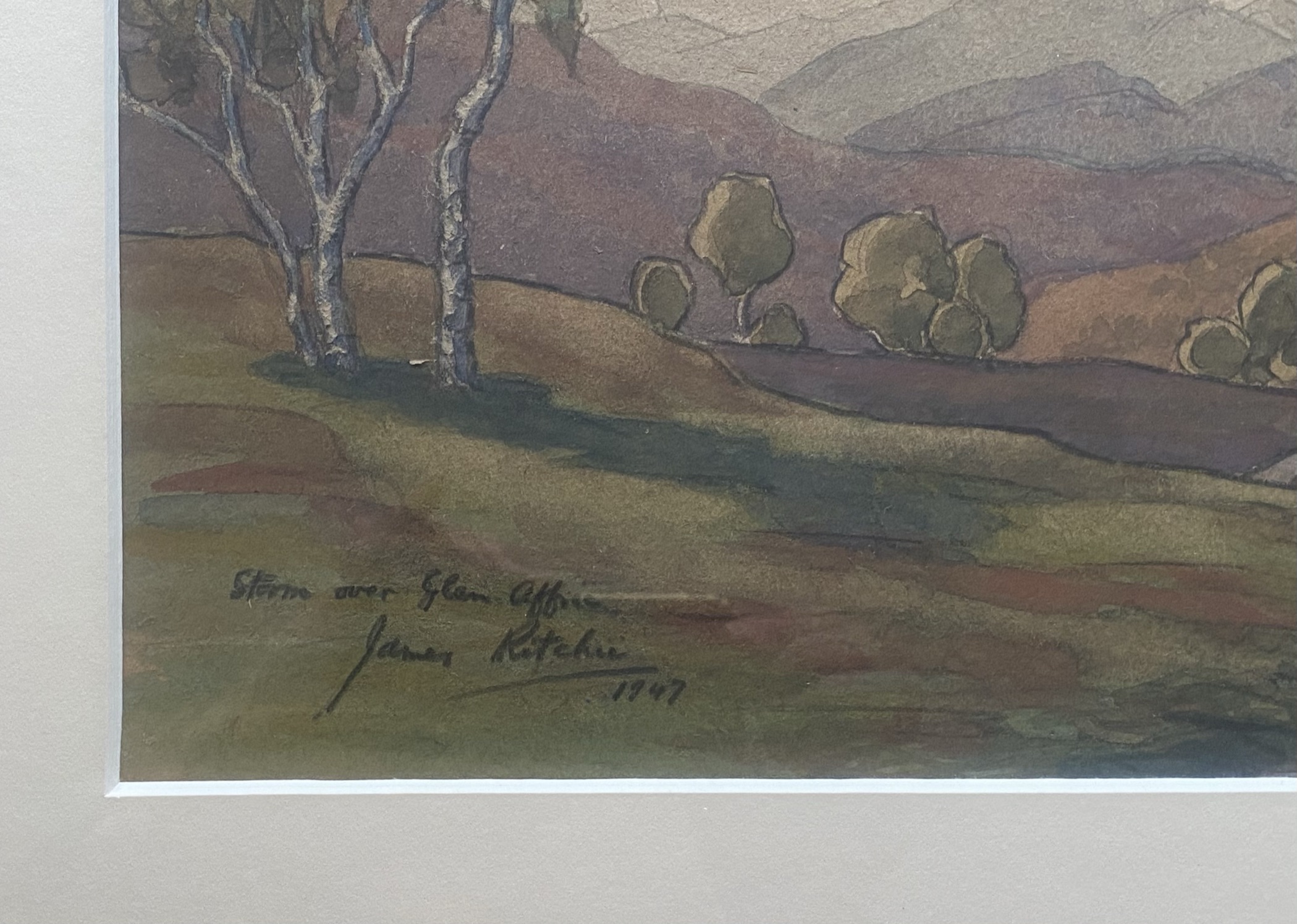 John Ritchie (Scottish) signed watercolour “Storm over the Glen” - Image 3 of 3