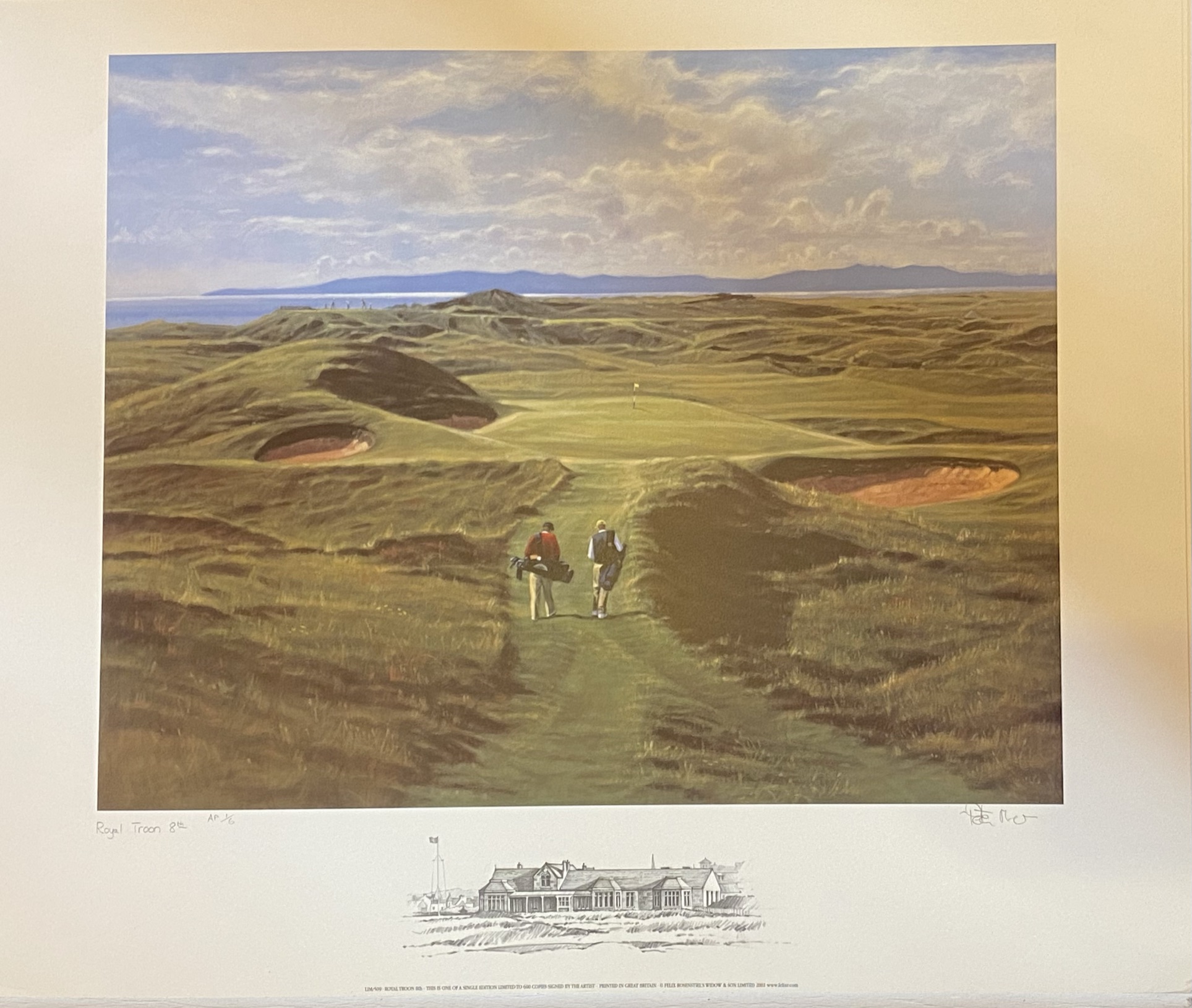 Royal Troon 8th golfing print signed A/P by Scottish artist Peter Munro - Image 2 of 4