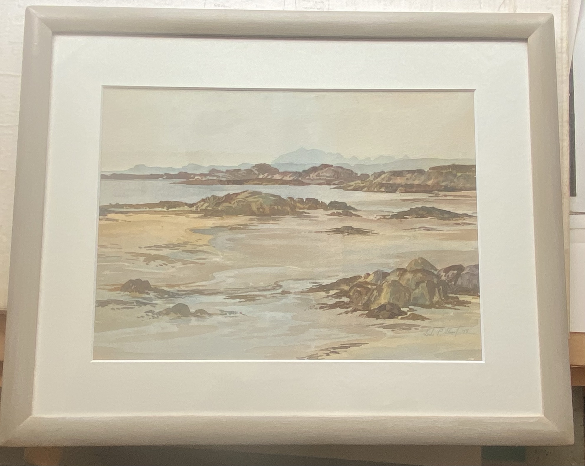 Leslie P Stuart (act.1946-1967) signed watercolour “Sandy shoreline” - Image 2 of 4