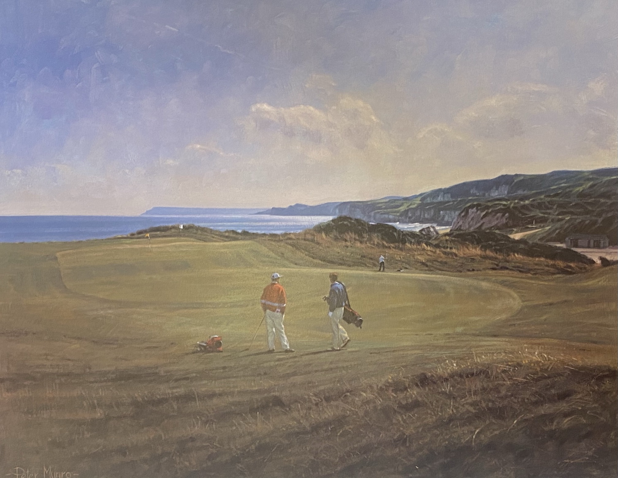 Royal Portrush 5th golfing print signed A/P by Scottish artist Peter Munro