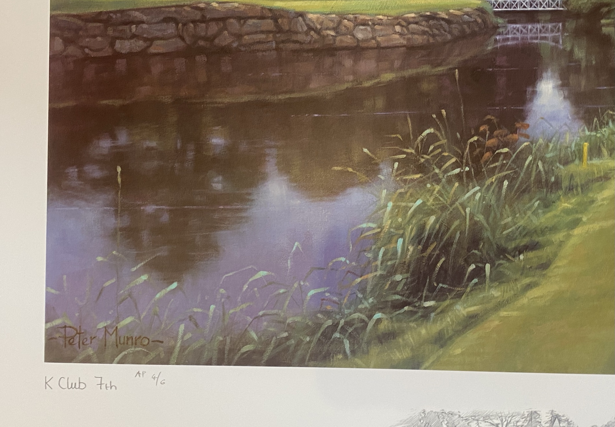 K Club 7th golfing print signed A/P by Scottish artist Peter Munro - Image 3 of 4