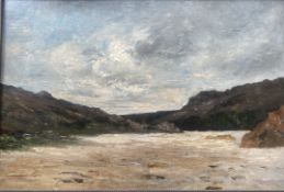 Oil painting Rocky shoreline attributed to William Alfred Gibson