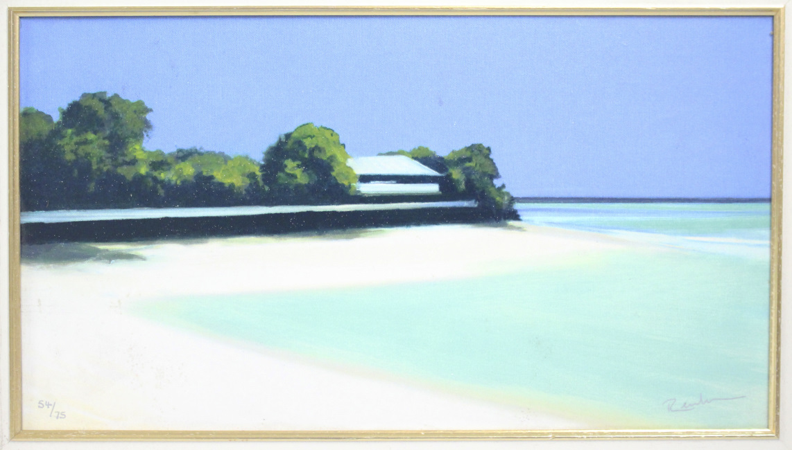 Modern Paradise Beach Landscape Giclee Print Set in Frame - Image 2 of 3