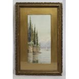 Lago di Como Watercolour Set in Gilt Frame