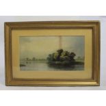 Antique Landscape Print Set in Gilt Frame