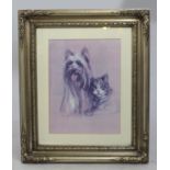 "Best Friends" Cat & Dog Print Set in Silver Frame