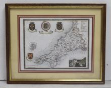 Map of Cornwall Print Framed