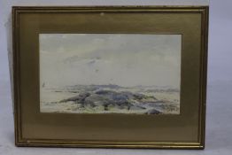 Edwardian Beach Watercolour Set in Gilt Frame