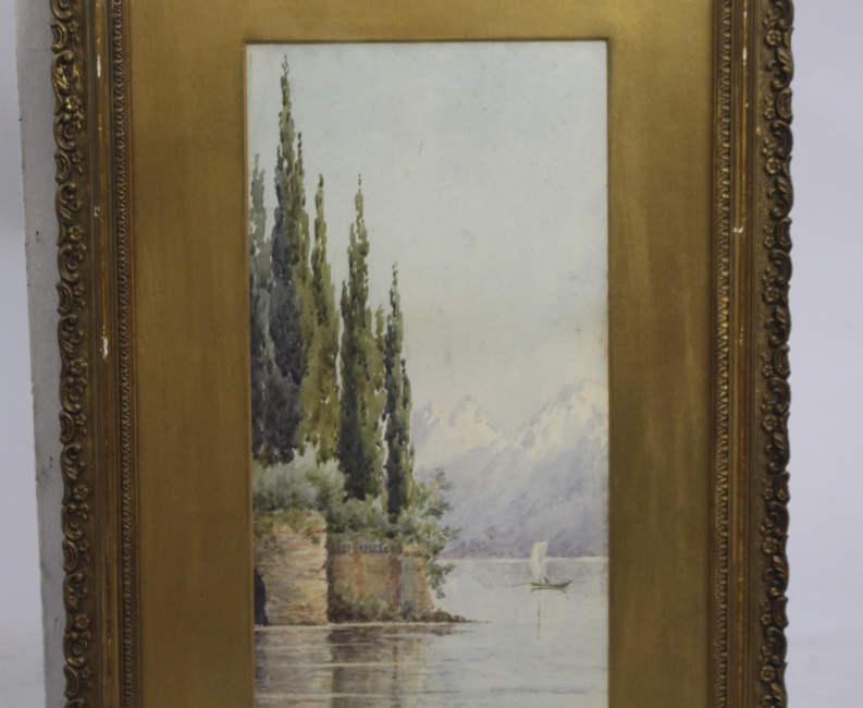 Lago di Como Watercolour Set in Gilt Frame - Image 2 of 4