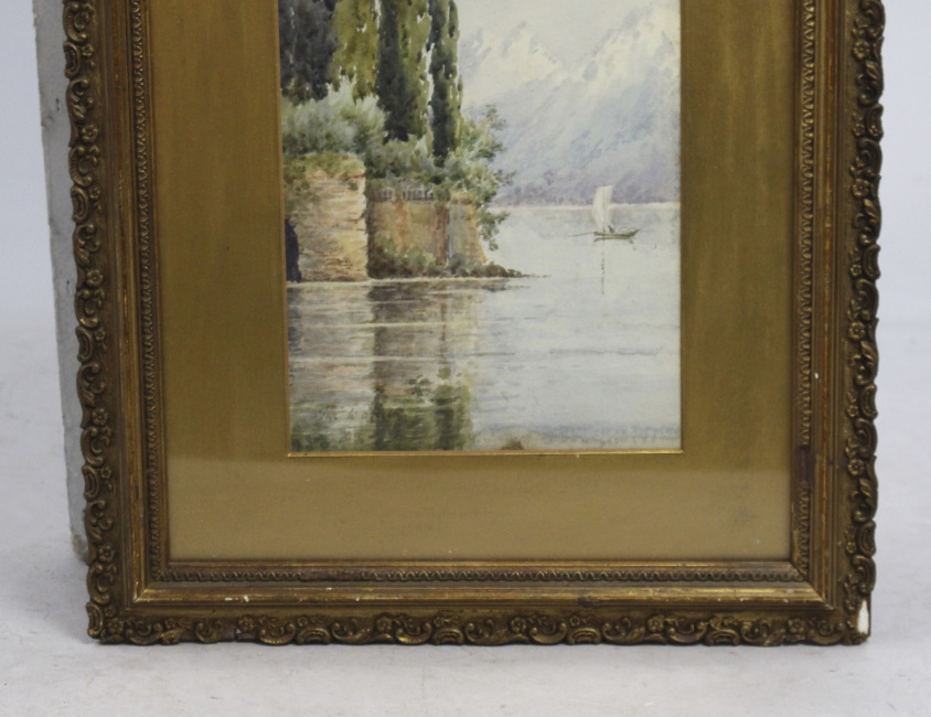 Lago di Como Watercolour Set in Gilt Frame - Image 3 of 4