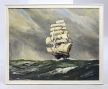 Sailing Ship by E.Watts Oil on Board