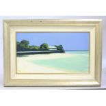 Modern Paradise Beach Landscape Giclee Print Set in Frame