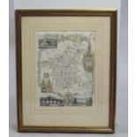 Antique Coloured Engraving Map of Worcestershire