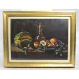 Italian Still Life J.Barozzi Oil on Canvas Set in Gilt Frame