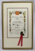 French Chevalier Certificate Impressed Wax Seal Framed