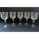 Antique Art Nouveau Etched Wine Glasses